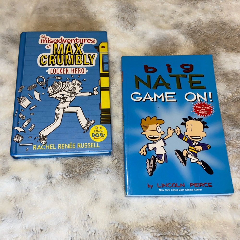 LIKE NEW, MAX CRUMBLY AND big NATE GAME ON! KIDS BOOKS 📚